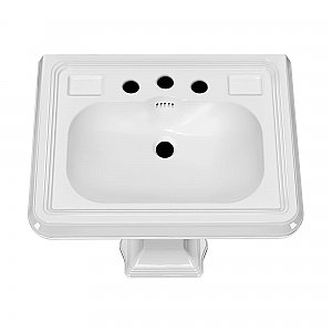 29" Traditional Widepread Pedestal Sink w/ Large Rectangular Bowl & Dual Soap Ledges - Overflow Control Rim and Overflow