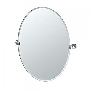 Jewel Large Frameless Oval Mirror - Chrome