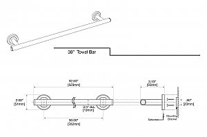Latitude 2 30" Towel Bar - Matte Black