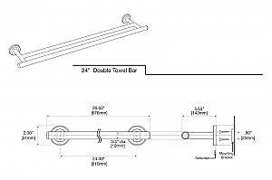 Latitude 2 Double Towel Bar - Matte Black