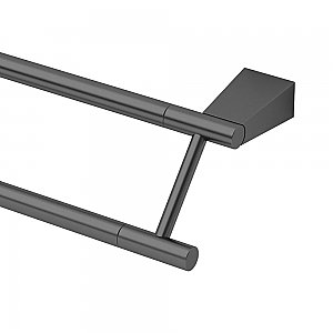 Bleu Solid Brass 24" Double Towel Bar - Matte Black