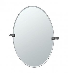 Bleu Solid Brass 26-1/2" Frameless Oval Mirror - Matte Black
