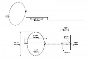 Designer II Frameless Oval Mirror - Matte Black
