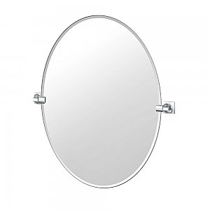 Waterline Solid Brass 32" Frameless Oval Mirror - Chrome