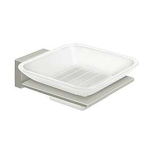 Modern Geometric Soap Dish with Glass - Brushed Nickel