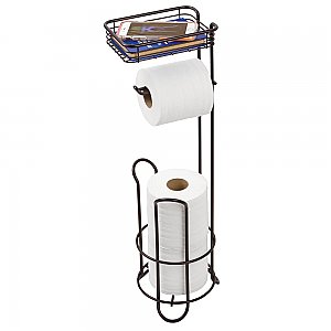 Classico Toilet Paper Roll Stand Plus Shelf - Bronze