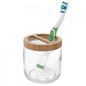 Kane Bamboo and Glass Countertop Toothbrush Holder
