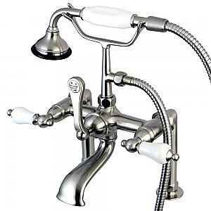 Kingston Brass AE105T8 Auqa Vintage Deck Mount Clawfoot Tub Faucet, Brushed Nickel