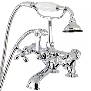 Kingston Brass AE658T1 Auqa Vintage 7-inch Adjustable Clawfoot Tub Faucet with Hand Shower, Polished Chrome