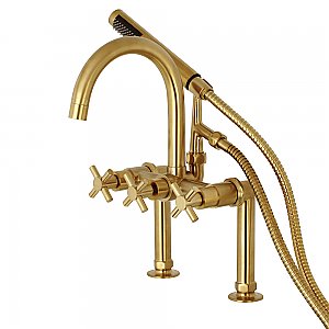 Aqua Vintage AE8107DX Concord 7-Inch Deck Mount Clawfoot Tub Faucet, Brushed Brass