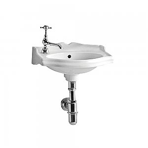Isabella Collection Small Rectangular Wall Mount Basin with Integrated Oval Bowl, Backsplash, Decorative Trim, Overflow and Left Hole Faucet Drilling