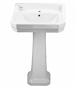 Isabella Collection Traditional Pedestal with Integrated Rectangular Bowl, Backsplash, Dual Soap Ledges, Decorative Trim and Overflow