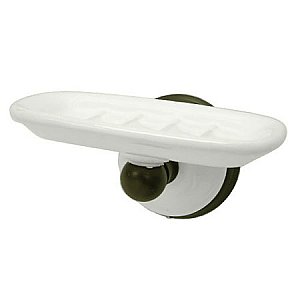 Victorian Porcelain and Metal Soap Dish - Oil Rubbed Bronze