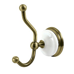 Victorian Porcelain and Antique Brass Robe or Towel Hook