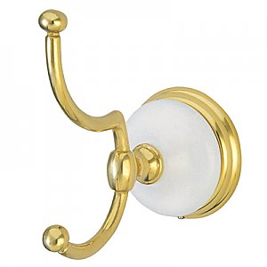 Victorian Porcelain and Polished Brass Robe or Towel Hook