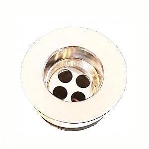 Bathroom Sink Drain with Rubber Stopper & Sink Mounted Chain - Polished Chrome