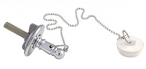 Replacement Rubber Stopper, Chain and Attachment for Sink Drain - Polished Chrome