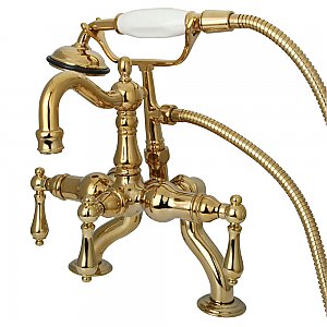 Kingston Brass CC2007T2 Vintage Clawfoot Tub Faucet with Hand Shower, Polished Brass