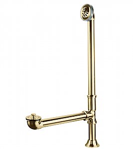 Clawfoot Tub Drain and Overflow - Lift and Turn Mechanism - Polished Brass