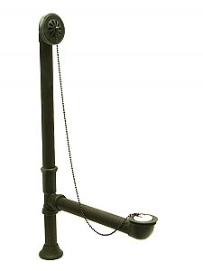 Clawfoot Tub Bath Drain and Overflow Unit - Chain and Rubber Stopper - Oil Rubbed Bronze