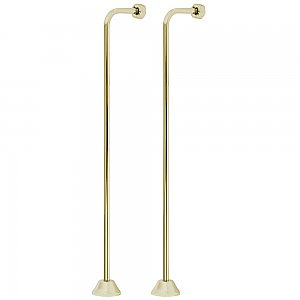 22" Single Offset Water Supply Line Set for Clawfoot Bathtubs - Polished Brass