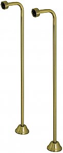 22" Single Offset Water Supply Line Set for Clawfoot Bathtubs - Antique Brass