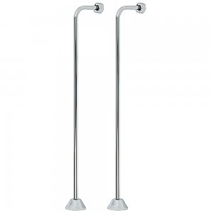 22" Single Offset Water Supply Line Set for Clawfoot Bathtubs - Satin Nickel