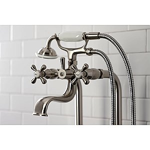 Kingston Brass Freestanding Clawfoot Tub Faucet Package with Supply Line - Brushed Nickel