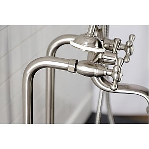 Kingston Brass Freestanding Clawfoot Tub Faucet Package with Supply Line - Brushed Nickel