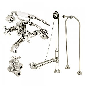 Kingston Brass CCK265PND Vintage Wall Mount Clawfoot Faucet Package, Polished Nickel