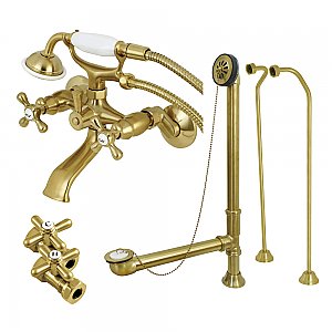 Kingston Brass CCK265SBD Vintage Wall Mount Clawfoot Faucet Package, Brushed Brass