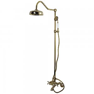 Kingston Brass CCK2662 Vintage Clawfoot Tub Faucet Package with Shower Combo, Polished Brass