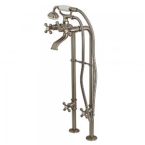 Kingston Brass CCK266K8 Kingston Freestanding Tub Faucet with Supply Line and Stop Valve, Brushed Nickel