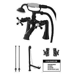 Deck Mount Clawfoot Tub Faucet with Hand Shower 7" on Center - Oil Rubbed Bronze