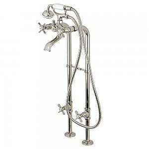 Kingston Brass CCK285K6 Kingston Freestanding Tub Faucet with Supply Line and Stop Valve, Polished Nickel