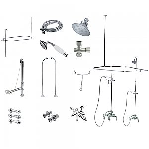 Kingston Brass CCK3181AL Vintage Down Spout Clawfoot Tub Faucet Package, Polished Chrome
