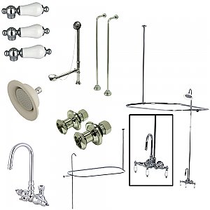 Kingston Brass CCK4141PL Vintage Gooseneck Clawfoot Tub Faucet Package, Polished Chrome