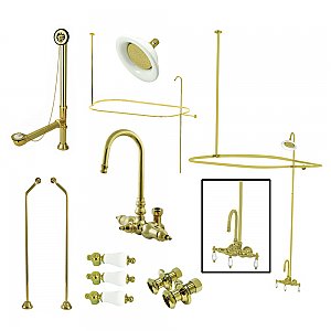 Kingston Brass CCK4182PL Vintage Gooseneck Clawfoot Tub Faucet Package, Polished Brass
