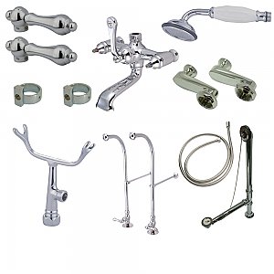 Kingston Brass CCK5101AL Vintage Freestanding Clawfoot Tub Faucet Package with Supply Line, Polished Chrome