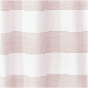 100% Cotton Wide Stripe Fringe Shower Curtain - Blush & White