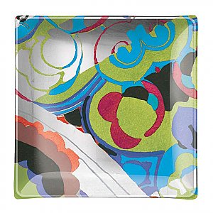 Benedictus Square Silver Leaf Glass Tray