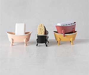 Enamel Bathtub Soap Dish - Deep Rose Red