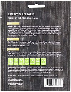 Every Man Jack Facial Mask Sheet Charcoal
