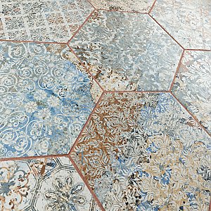 Carpet Hex Tapestry Natural 9-7/8 x 11-1/4" Porcelain Floor & Wall Tile - 17 Tiles Per Case - 10.03 Sq. Ft.