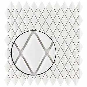 Expressions Beveled Diamond White Glass Mosaic Tile - Per Sheet - .99 Sq. Ft. Per Case