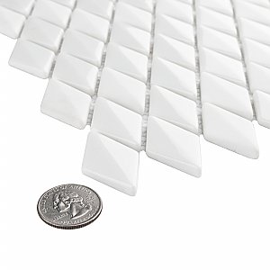 Expressions Beveled Diamond White Glass Mosaic Tile - Per Sheet - .99 Sq. Ft. Per Case