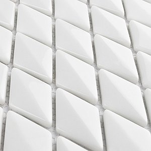 Expressions Beveled Diamond White Glass Mosaic Tile - Per Sheet - .99 Sq. Ft. Per Case