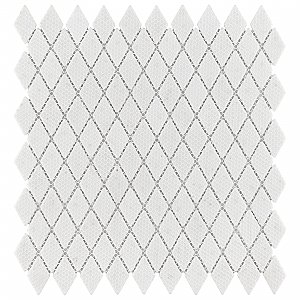 Expressions Beveled Diamond White Glass Mosaic Tile - Per Sheet - .99 Sq. Ft. Per Case