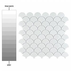 Expressions Scalloped White Glass Mosaic Tile - Per Sheet - .96 Sq. Ft. Per Sheet