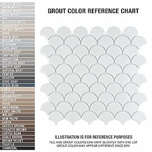 Expressions Scalloped White Glass Mosaic Tile - Per Sheet - .96 Sq. Ft. Per Sheet